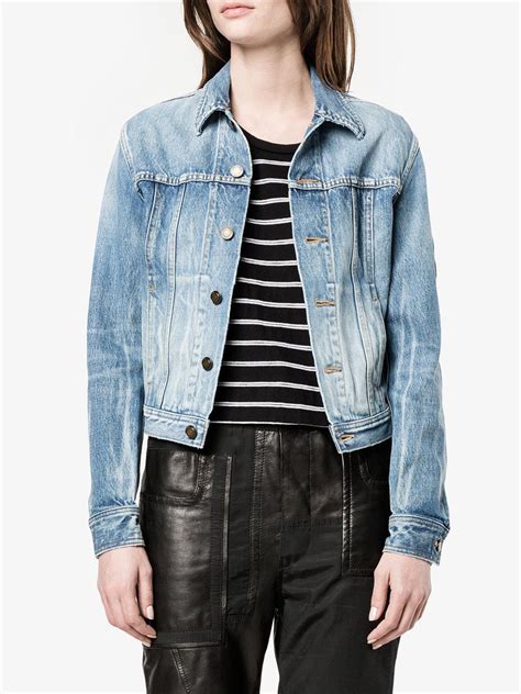 yves saint laurent denim jacket|Saint Laurent military jacket.